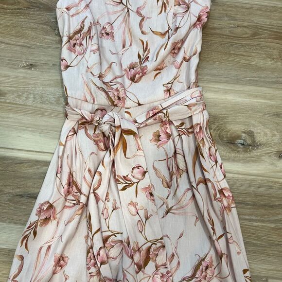 ANTONIO MELANI Floral Carlos One Shoulder Wide Leg Jumpsuit in Pink Tulip Size 0 - Picture 9 of 9